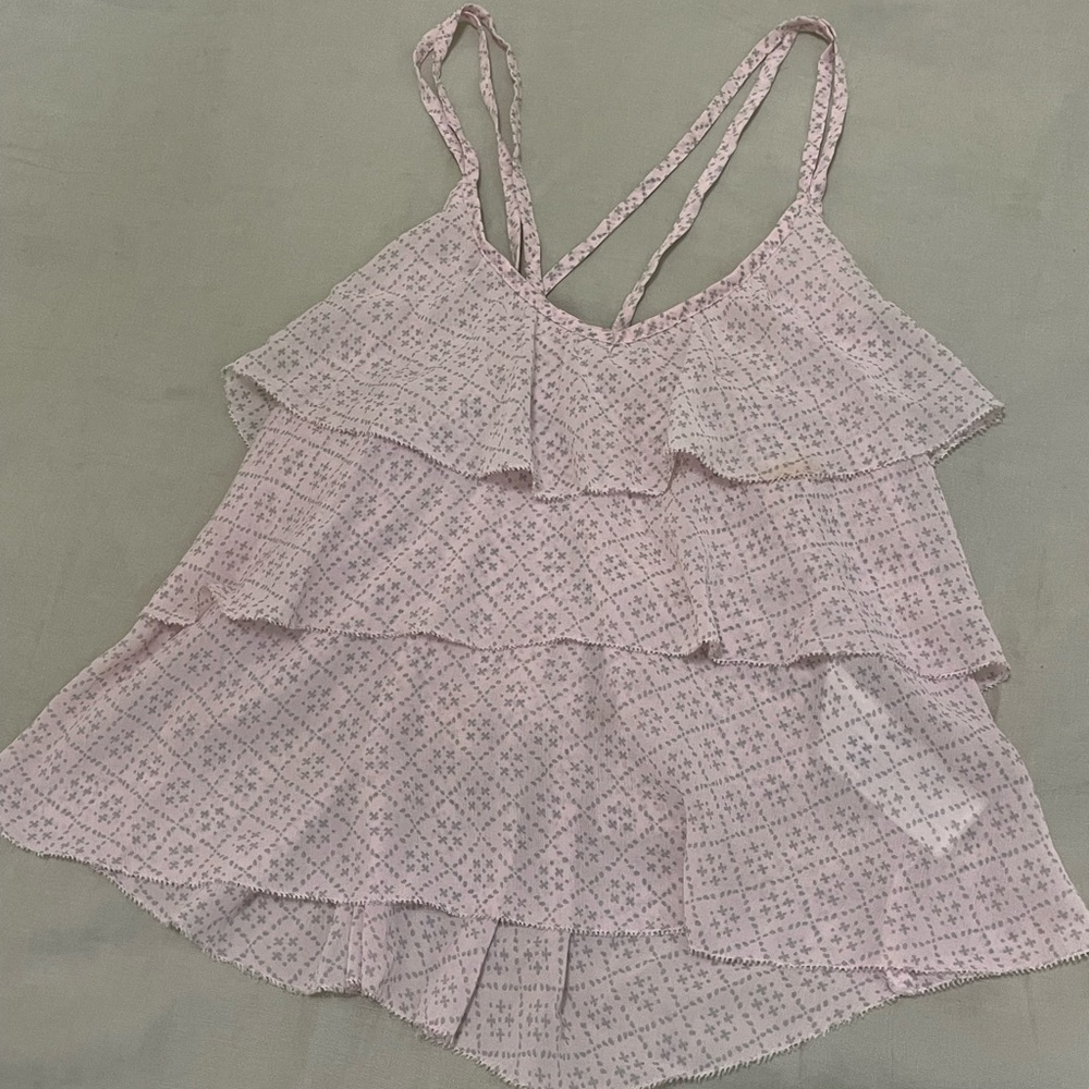 Pink strappy tank crop top